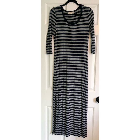 Michael Kors Women's Navy & Gray Striped Maxi Dress w/ Side Slits - Size Small - Picture 1 of 6